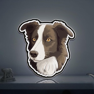 Border Collie Dog 3D Novelty Light Box, Smart Pet Breed Lamp Decor for Animal Lovers, Puppy Gifts and Herding Dog Rooms