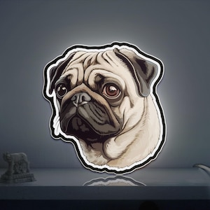Pug Dog 3D Novelty Light Box, Cute Puppy Lighted Decor, Ideal for Dog Lovers And Pet Owners