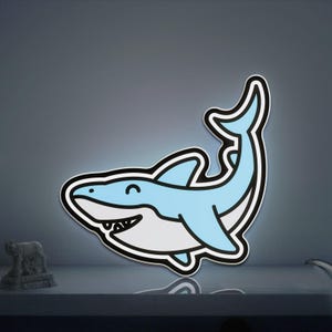 Shark 3D Novelty Light Box, Marine Animal Wall Art with LED Lighting for Ocean Themed Spaces