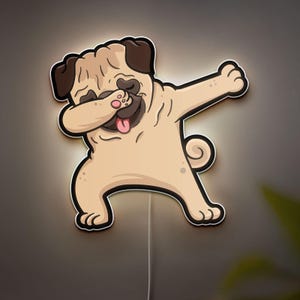 Uroczy piesek kreskówka 3D Light Box, zabawny buldog i mops LED Night Light, zabawny szczeniak wystrój dla miłośników psów i właścicieli zwierząt domowych