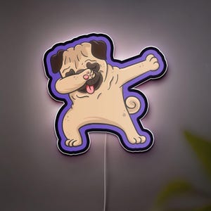Cute Dog Cartoon 3D Light Box, Playful Bulldog & Pug LED Night Light, Funny Puppy Decor for Dog Lovers and Pet Owners
