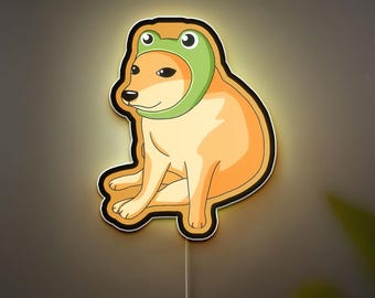 Cheems Dog 3D Light Box, Funny Meme Led Night Light, Cute Internet Culture Decor for Bedroom or Office