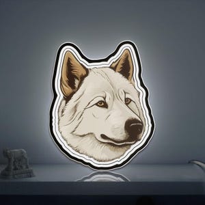 Akita Inu Dog 3D Novelty Light Box, Fluffy Japanese Breed Lamp for Loyal Pet Decor and Animal Lover Room Gifts