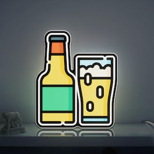 Beer Bottle 3D Novelty Light Box, Bar Wall Accent, Beverage Decor, Ideal for Beer Lovers and Pub Goers