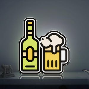 Bierflasche 3D Novelty Light Box, Getränkelampendekor für Bar- und Bierliebhaber, rustikaler Alkohol, ideal für Getränkeliebhaber