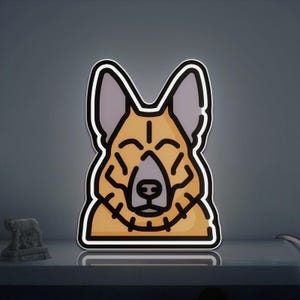 German Shepherd Dog 3D Novelty Light Box, Loyal Breed Pet Lamp Decor for Animal Lovers, Working Dog and Home Gift Display