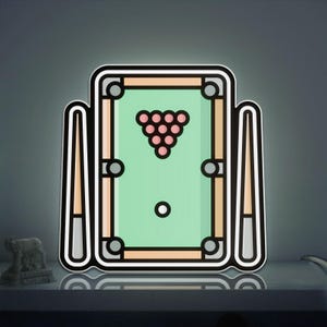 Pool Table 3D Novelty Light Box, Billiards and Cue Sports Wall Decor, Perfect Shelf Accent for Game Rooms, Bars, and Man Caves