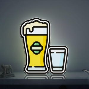 Shot Beer 3D Novelty Light Box für Spirituosen- und Pub-Dekor, alkoholbezogene Getränkelampe für Partynächte und Getränkeliebhaber