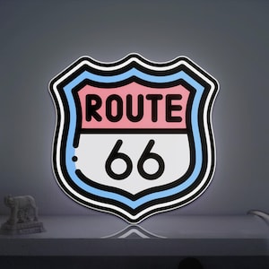 Route 66 3D Novelty Light Box for Road Trip Lovers, Travel-Inspired Decor and Adventurous, Ideal for Explorers