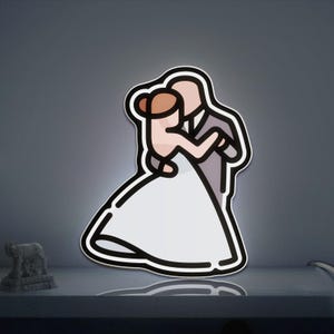Dance 3D Novelty Light Box, Wedding Couple Romantic Decor, Light Sign, Ideal for Dancers And Lovers
