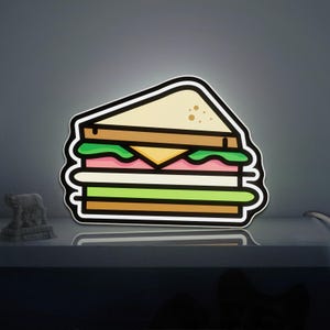 Sandwich 3D Novelty Light Box, Breakfast and Food Lamp Decor, Perfect for Cafe or Kitchen Display