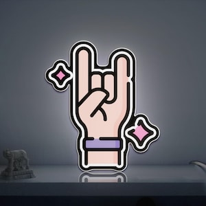 Heavy Metal Hand 3D Novelty Light Box, Rock Gesture Lamp for Music Rooms and Festival-Themed Walls