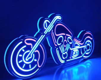 LED Motorcycle Lightbox | 3D Retro Wall Art, Garage Decor