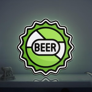 Beer Cap 3D Novelty Light Box, Brewery Lamp Decor for Bottle Cap Collectors and Craft Beer Fans, Rustic Pub Wall Light