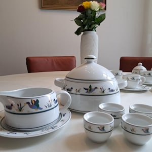 Arzberg Bavaria Bluebirds tableware, terrine, bowl, sauciere, egg cup
