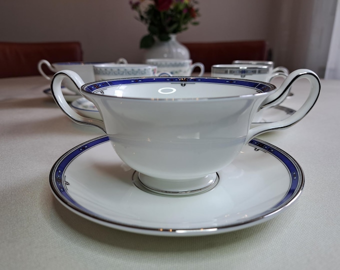 Wedgwood duo-sets, tea cup, coffee cup, soup bowl, Rosedale, Amherst, Kingsbridge