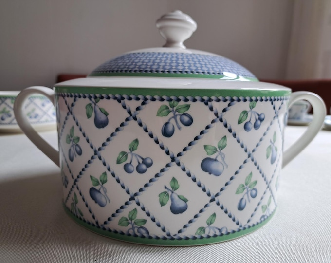 Villeroy & Boch Provence individual dinnerware pieces: tureen, cutting board, meat platter, cake dish, fruit bowl