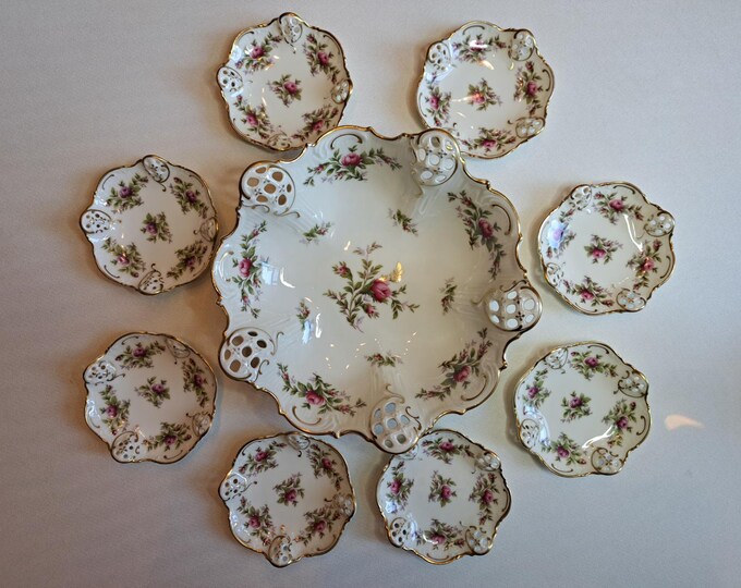 Rosenthal Bavaria petit four/pastry set Molière Moosrose (8 pers.), serving dish, snack dish, petit four plate, snack plate