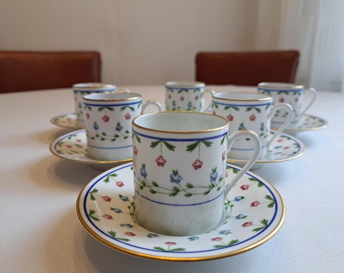 Limoges mocha/espresso service (6 pers.) Raynaud Ceralene Lafayette, demitasse, mocha cup, espresso cup