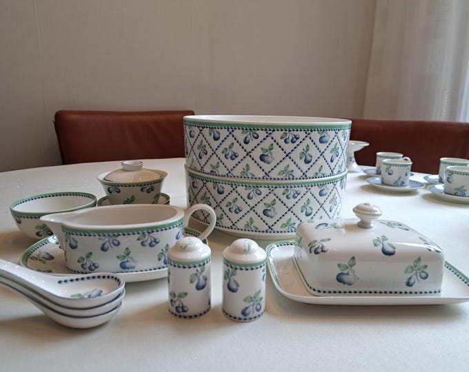 Villeroy & Boch Provence individual dinnerware pieces: butter dish, salad bowl, bowl, gravy boat, salt and pepper set, appetizer spoon