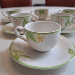 Villeroy & Boch Green Garland mocha/espresso set (6 pers.), mocha/espresso cup with saucer