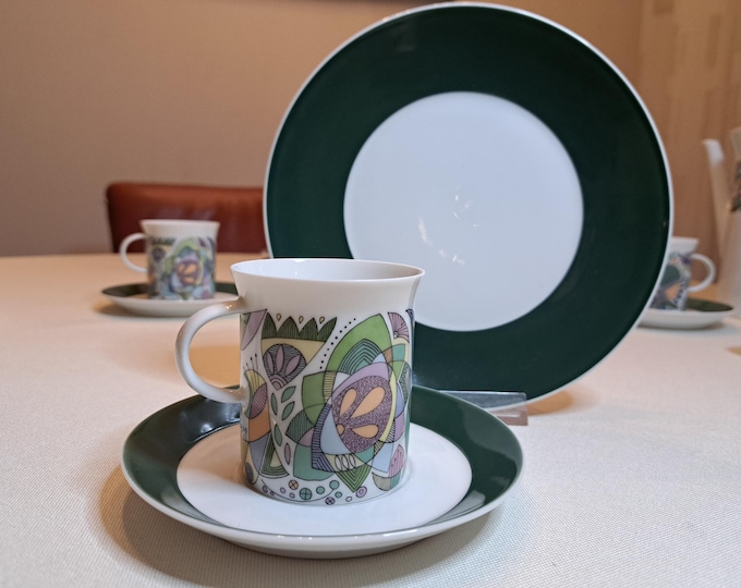 Rosenthal Bavaria trio ontbijtset Studio-Line Berlin, decor Korso 4043, dejeuner