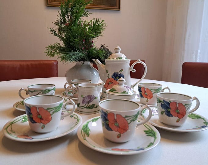 Villeroy & Boch Amapola coffee/tea set (6 pers.), coffee cup with saucer, coffee pot, cream set