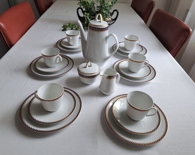 Jaeger & Co Bavaria porcelain cobalt coffee set (6 persons)