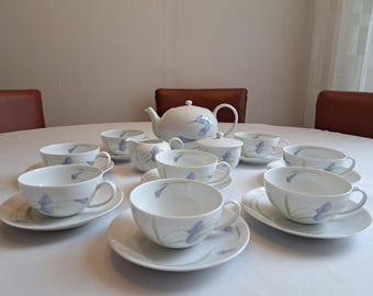 Arzberg Bavaria Midnight Form 1495 tea set (8 pers.) 100th Anniversary Edition, teapot, teacups, cream set