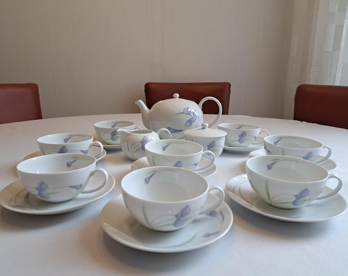 Arzberg Bavaria Midnight Form 1495 tea set (8 pers.) 100th Anniversary Edition, teapot, teacups, cream set