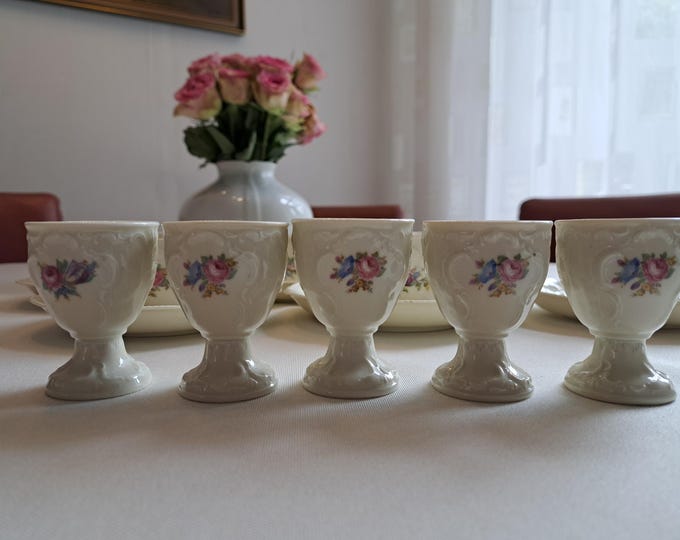 Rosenthal Sanssouci egg cups (5 pers.) Classic Rose Elfenbein with Diplomat decoration