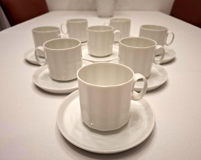 Rosenthal coffee/tea set Polygon Weiss (8 persons), Tapio Wirkkala cup and saucer