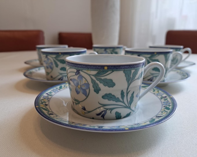 Limoges coffee/tea set (6 persons) Médard de Noblat series Isabella, cup and saucer, tea cup, coffee cup