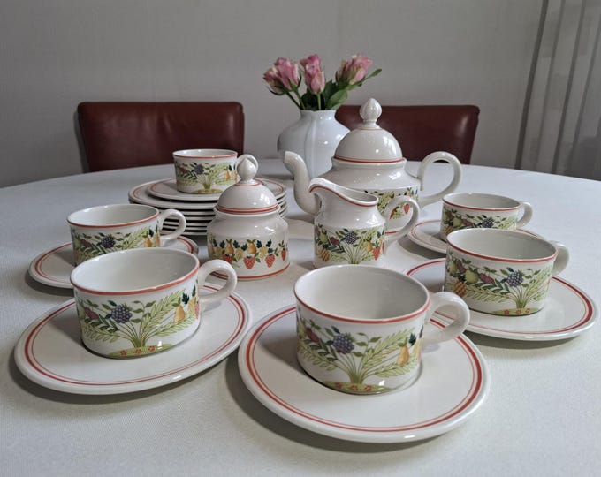 Villeroy & Boch Bon Appetit breakfast set (6 persons), teapot, cream set, breakfast plate, cup and saucer