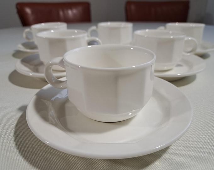 Villeroy & Boch Geo White coffee set (6 persons), coffee cup, cup and saucer, stackable