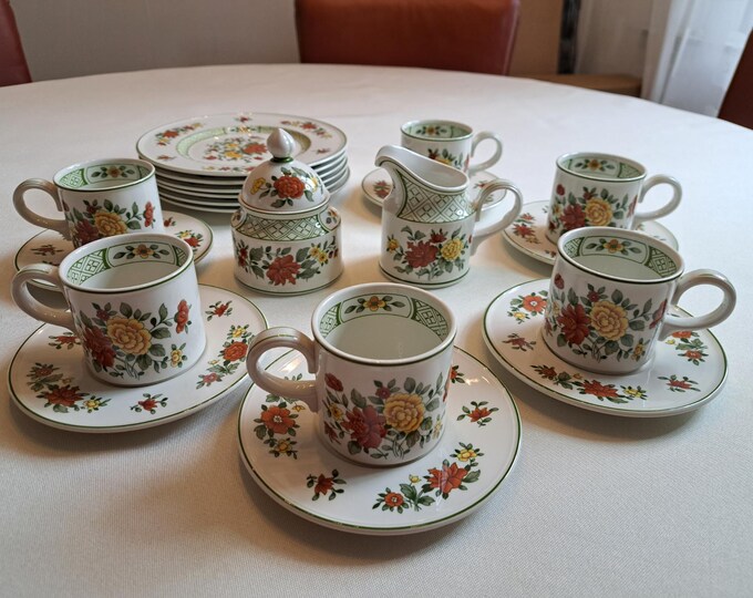 Villeroy & Boch Summerday breakfast set (6 pers.), coffee cup, tea cup, sugar bowl, milk jug, cream set, breakfast plate