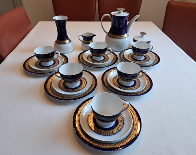 Thomas cobalt blue coffee/tea set Rotunda (6 persons) from Tapio Wirkkala