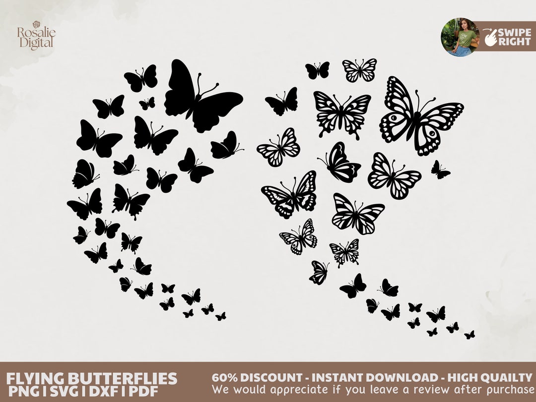 Flying Butterflies SVG PNG, Butterfly Silhouette Svg Png, Butterfly