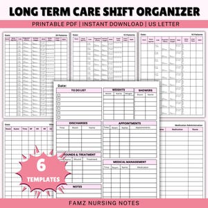 Long Term Care Shift Organizer Nurse Long Term Care Nurse Long Term Care Report Sheet Nurse Report Sheet Instant Download