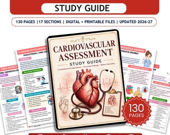 Cardiovascular Assessment Study Guide | Cardiac Nursing Notes | Heart Assessment | Nursing School NCLEX Review