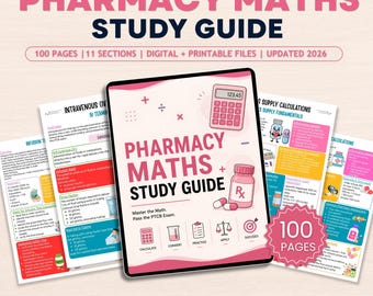 Pharmacy Maths Study Guide | Pharmacy Technician Notes | PTCB Exam Prep | Nursing Dosage Calculations | 2026-27