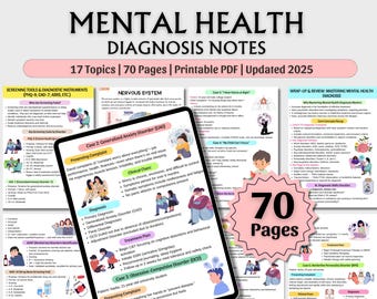 Psychische Gesundheit Diagnose Notizen | Psychische Gesundheit Pflege | DSM 5 Spickzettel | DSM-5 Tr | PMHNP Studienführer | Psychiatrische Notizen