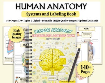 Human Anatomy Systems and Labeling Book | Anatomy & Physiology Study Guide | Nursing School Notes | Digital + Printable