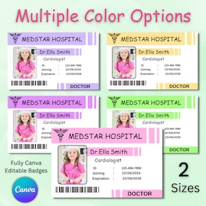 Kids Doctor ID Name Badge Doctor Badge Nurse Name Badge Medical ID Badge Editable Doctor Badge Pretend Play ID Card Template image 2