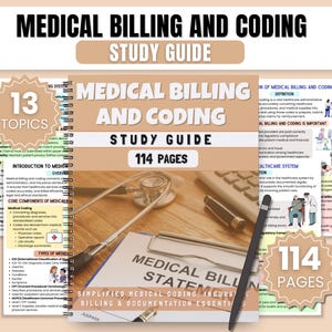 Medical Billing Coding Study Guide, ICD-10 CPT HCPCS Training, Coding Certification Notes