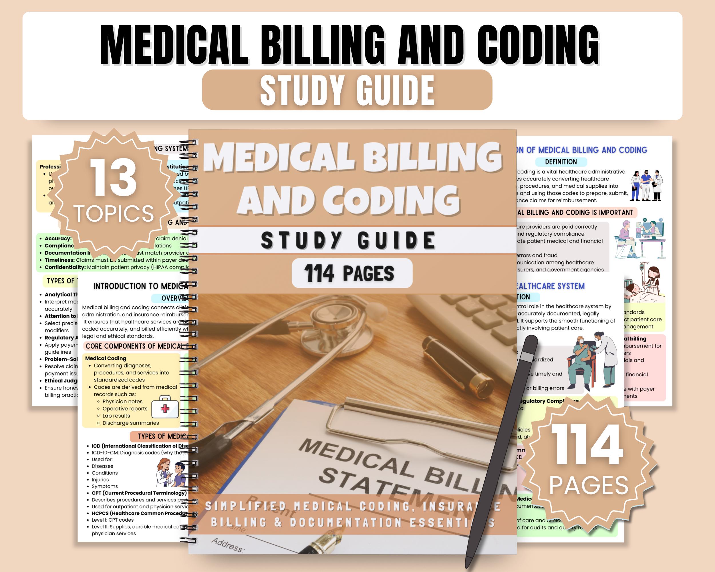 Medical Billing Coding Study Guide, ICD-10 CPT HCPCS Training, Coding ...