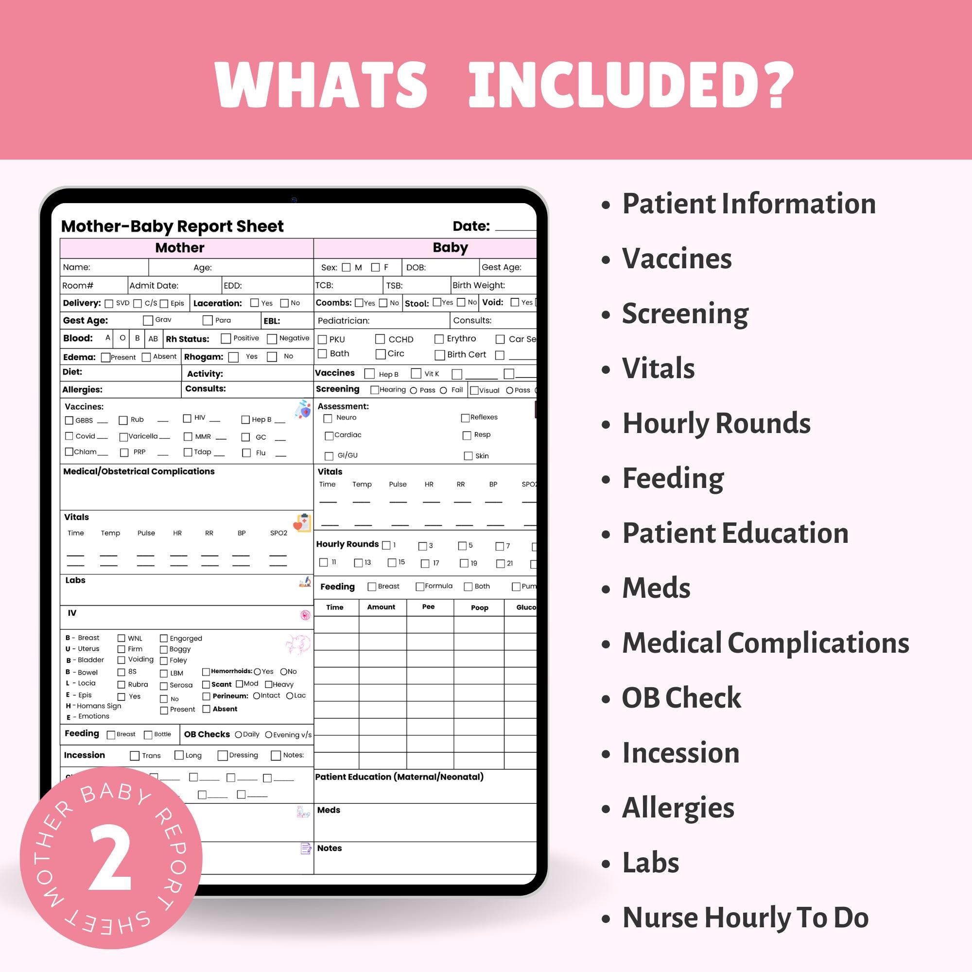 Mother Baby Nurse Report Sheet | Nurse Shift Handoff | Labor and ...