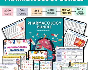 Paquete de enfermería de farmacología / Notas y tarjetas didácticas de farmacología / Edición 2025 / Notas de enfermería de FAMZ