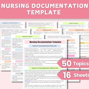 Modello di documentazione infermieristica / Guida per studenti infermieristici / 50 argomenti / Rapporto di passaggio di consegne infermieristico / Download immediato