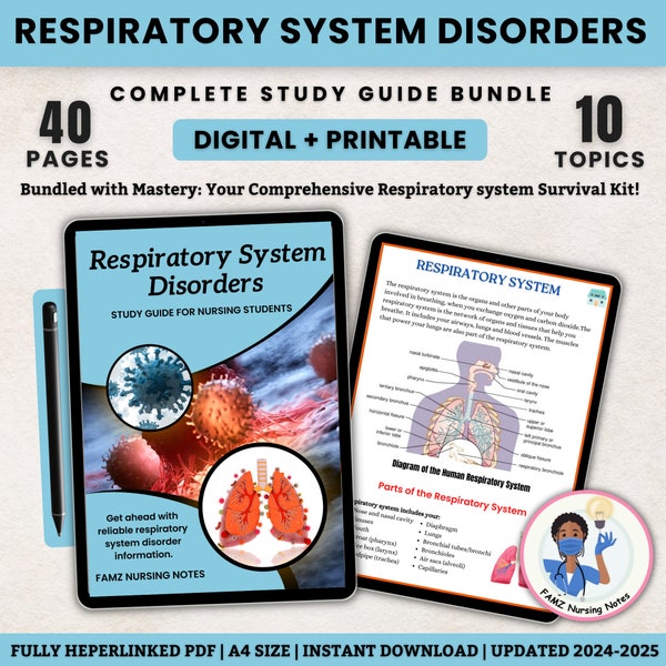 Respiratory Therapist Notes 40 Pages | Respiratory Therapy | Respiratory Notes | Med Surg Notes | Respiratory System | Nursing Notes | PDF